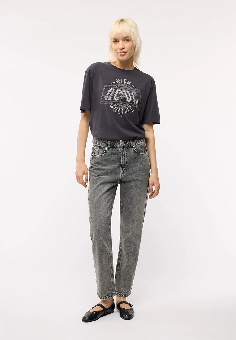 Women's AC/DC Print Loose Fit T-Shirt