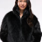 Women's Long faux fur bomber with zip closure