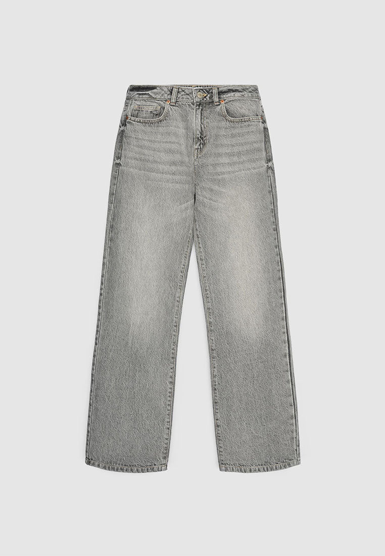 Women's Light Grey Wash Straight Leg Jeans