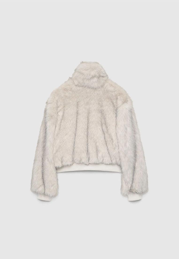 Women's Long faux fur bomber with zip closure