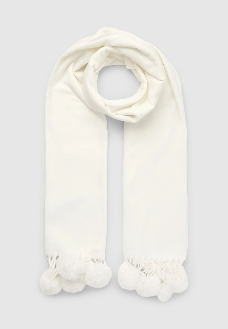 Women's Maxi scarf with pom pom and fringes
