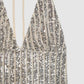 Women's Deep V-Neck Sequin Halter Top