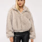 Women's Long faux fur bomber with zip closure