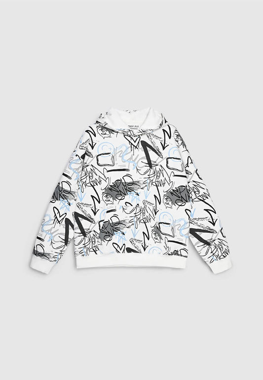 Men's Boxy Graffiti Hoodie