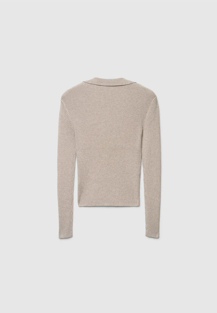 Women's Ribbed knit polo collar sweater