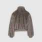 Women's Long faux fur bomber with zip closure