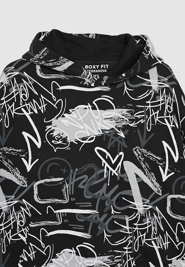 Men's Boxy Graffiti Hoodie
