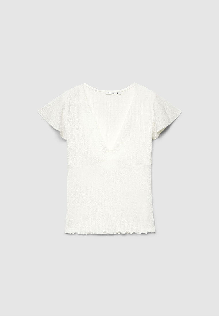 Women's V-Neck Flutter-Sleeve Top