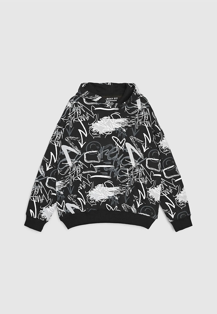Men's Boxy Graffiti Hoodie