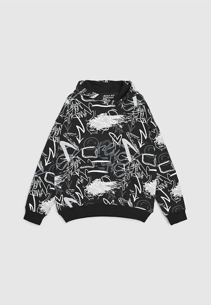 Men's Boxy Graffiti Hoodie