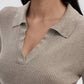Women's Ribbed knit polo collar sweater