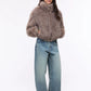 Women's Long faux fur bomber with zip closure