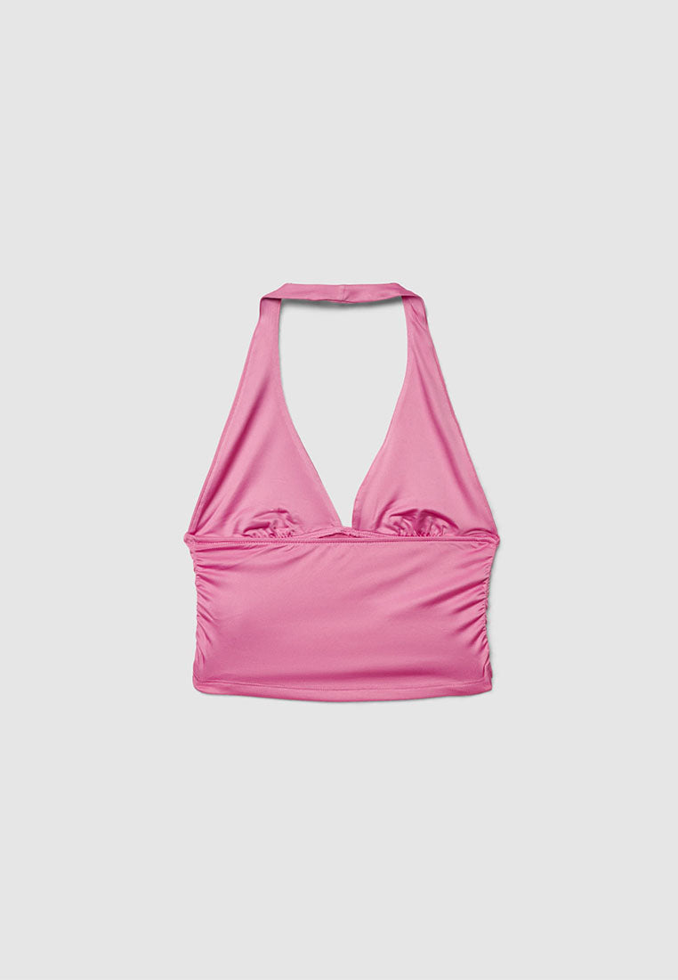 Women's Halter deep V-Neck Crop Top
