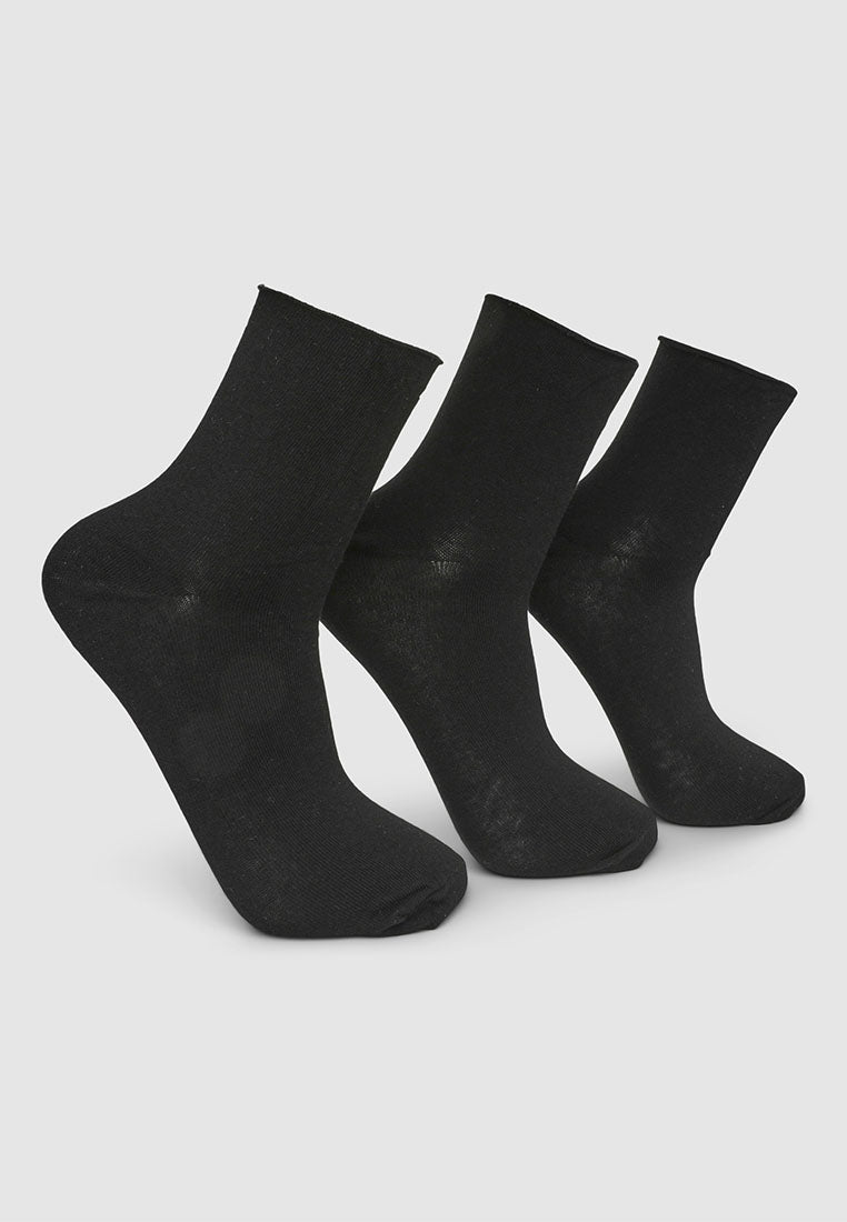 Women's Pack of 3 plain socks with raw edge trim