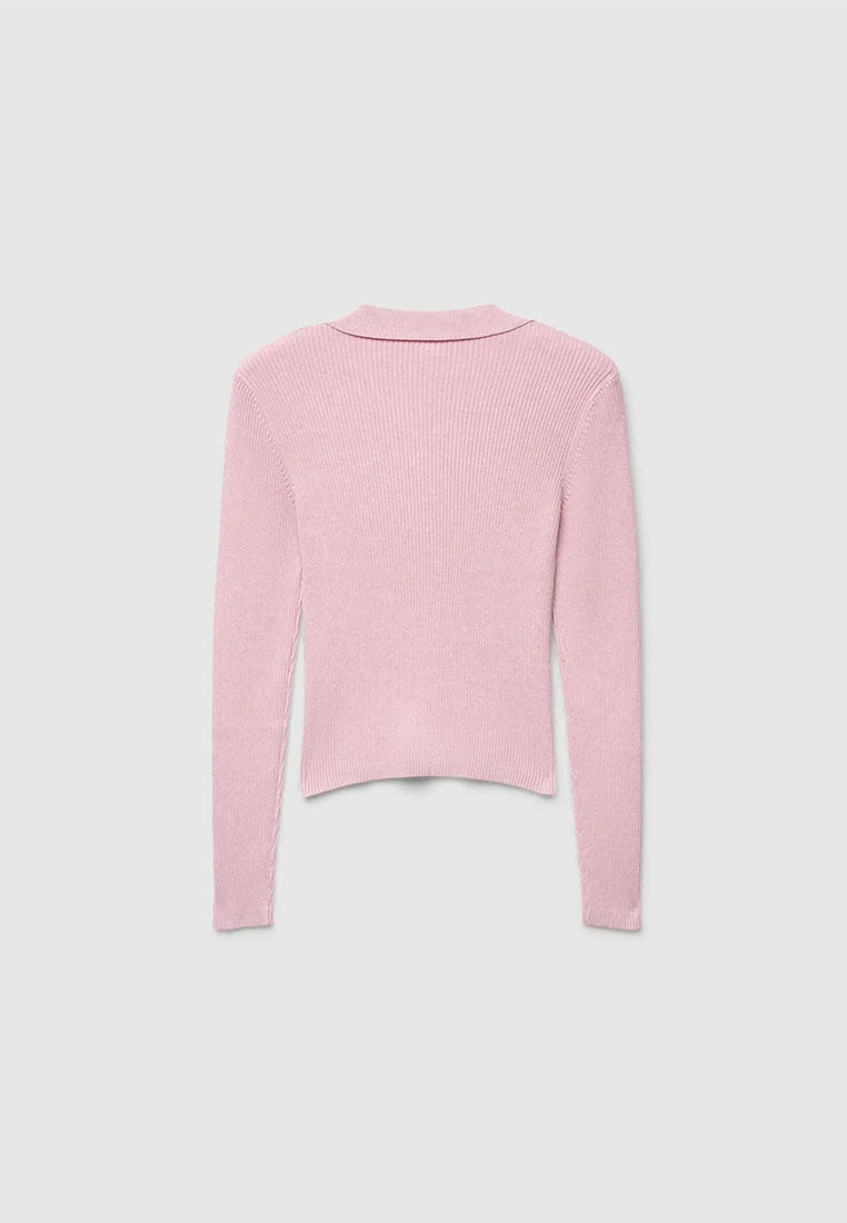 Women's Ribbed knit polo collar sweater