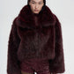 Women's Cropped jacket with long faux fur collar