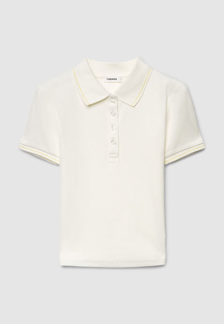 Women's Plain Cropped Polo Shirt