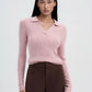 Women's Ribbed knit polo collar sweater
