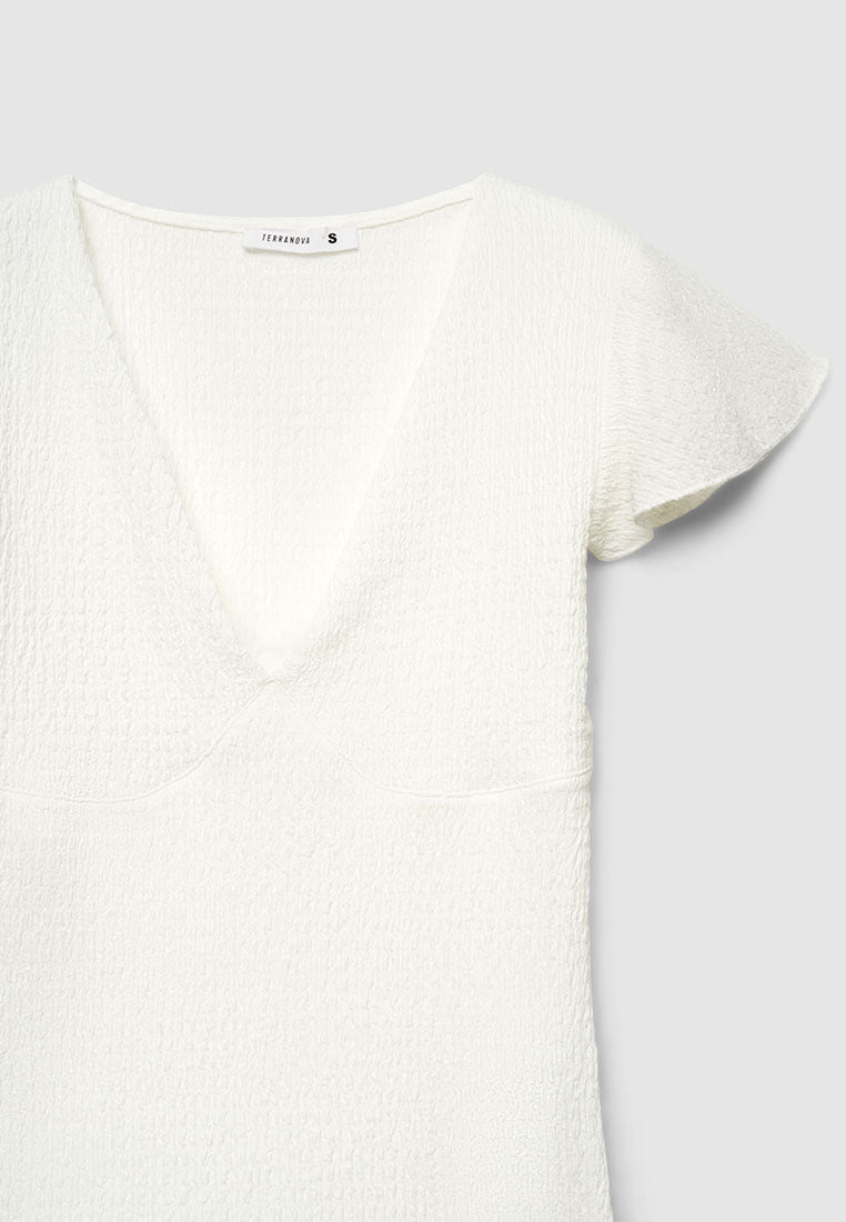 Women's V-Neck Flutter-Sleeve Top
