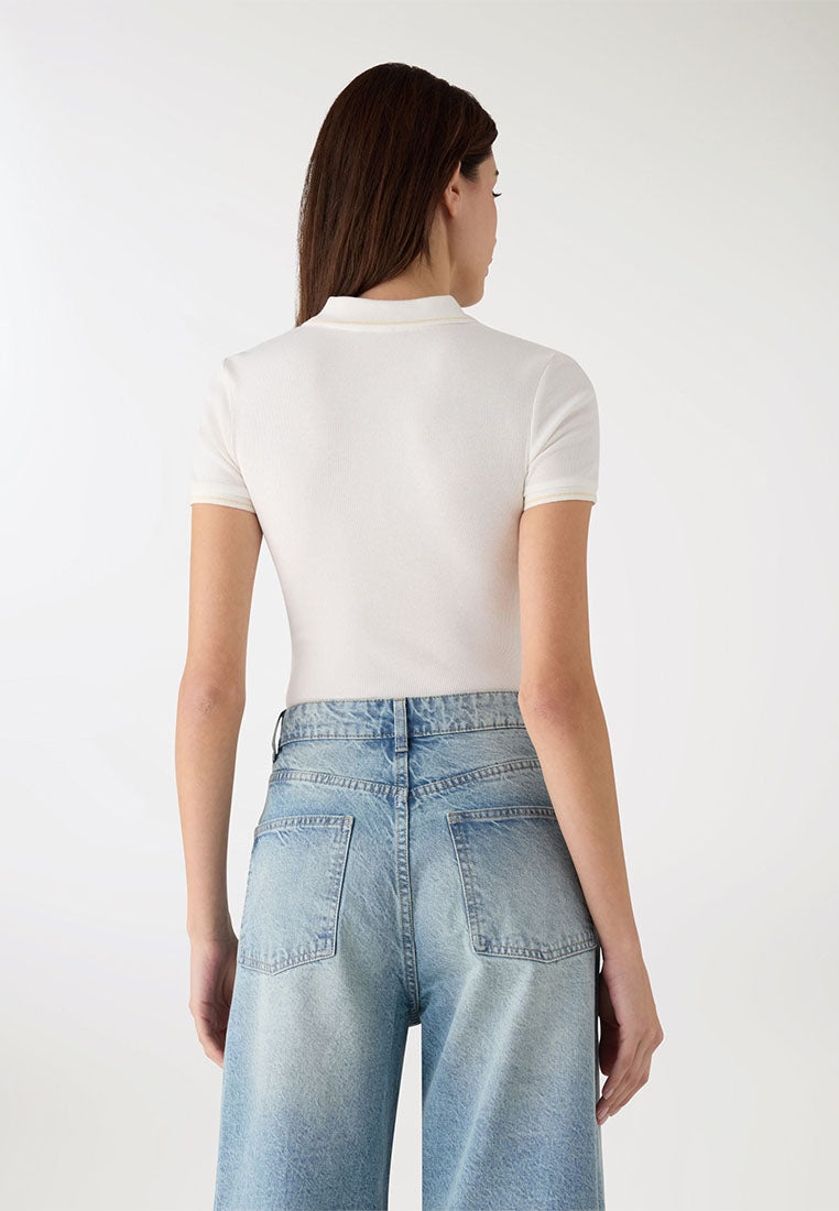 Women's Plain Cropped Polo Shirt
