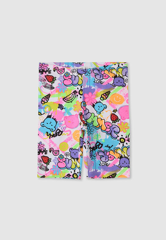 Grafftiti print short Leggings for Girls