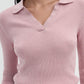 Women's Ribbed knit polo collar sweater