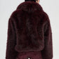 Women's Cropped jacket with long faux fur collar