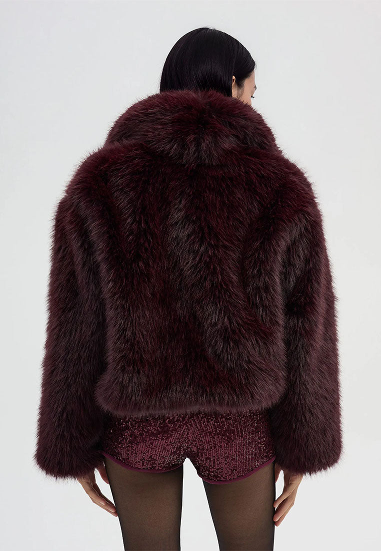 Women's Cropped jacket with long faux fur collar