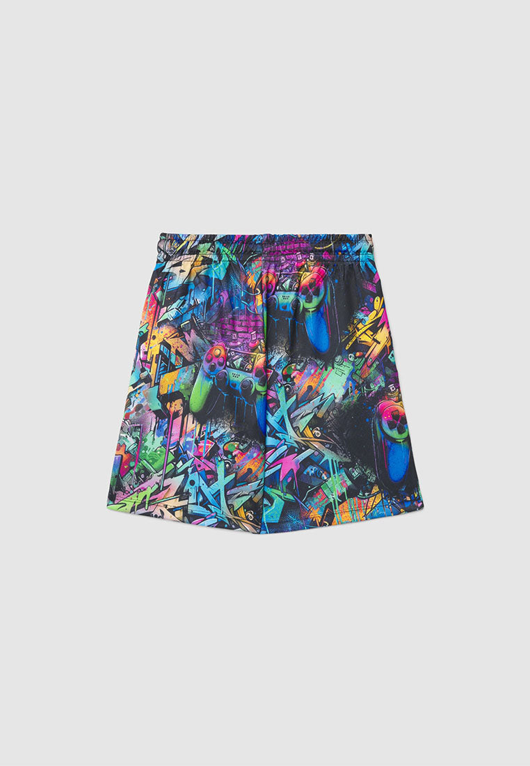 Graffiti Print Tracksuit Shorts for Boys
