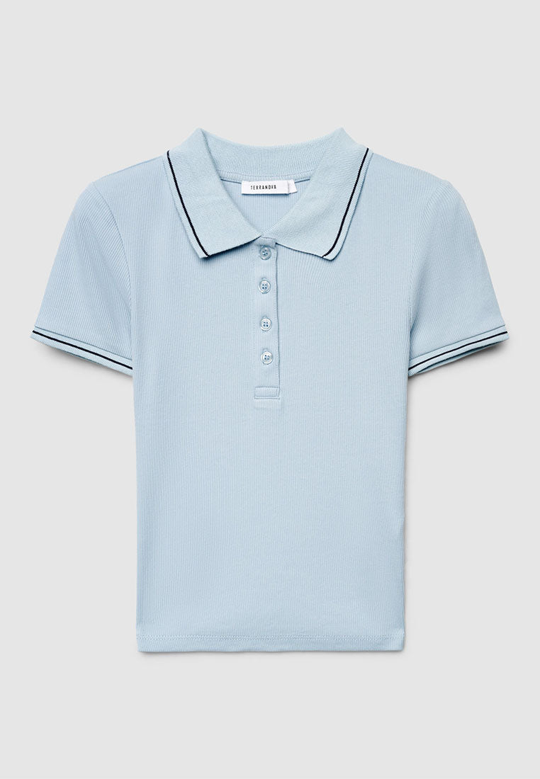 Women's Plain Cropped Polo Shirt