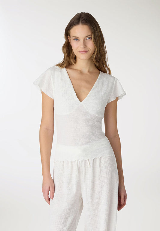 Women's V-Neck Flutter-Sleeve Top