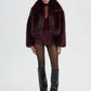 Women's Cropped jacket with long faux fur collar