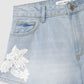 Floral Style Denim Shorts for Girls
