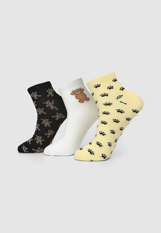 Women's Pack of 3 pairs of animal print socks