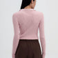 Women's Ribbed knit polo collar sweater