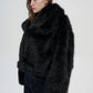 Women's Cropped jacket with long faux fur collar