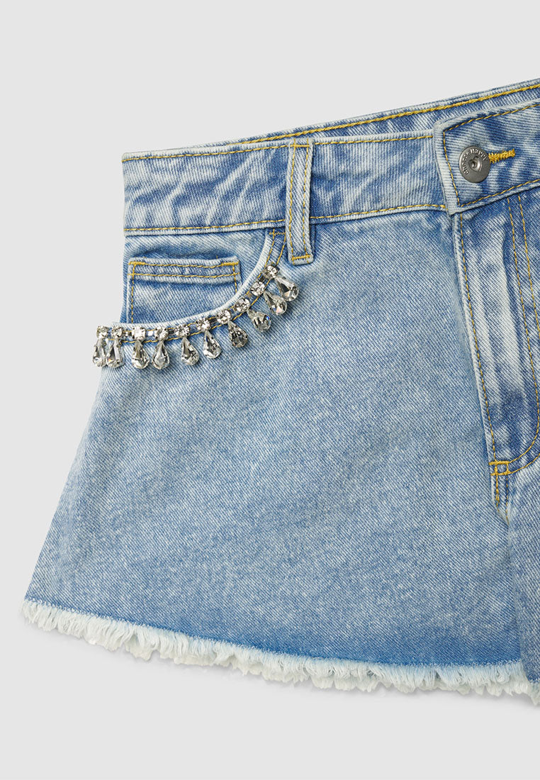 Jewel Denim Shorts for Girls