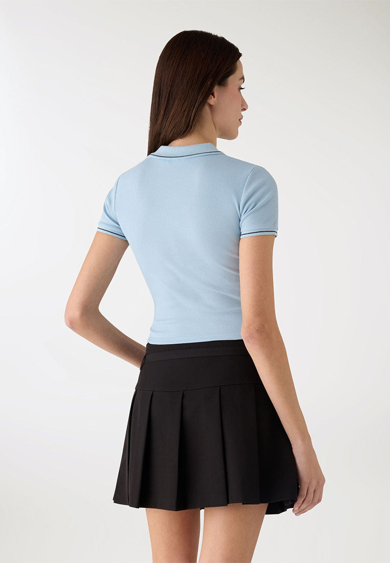 Women's Plain Cropped Polo Shirt