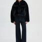 Women's Cropped jacket with long faux fur collar
