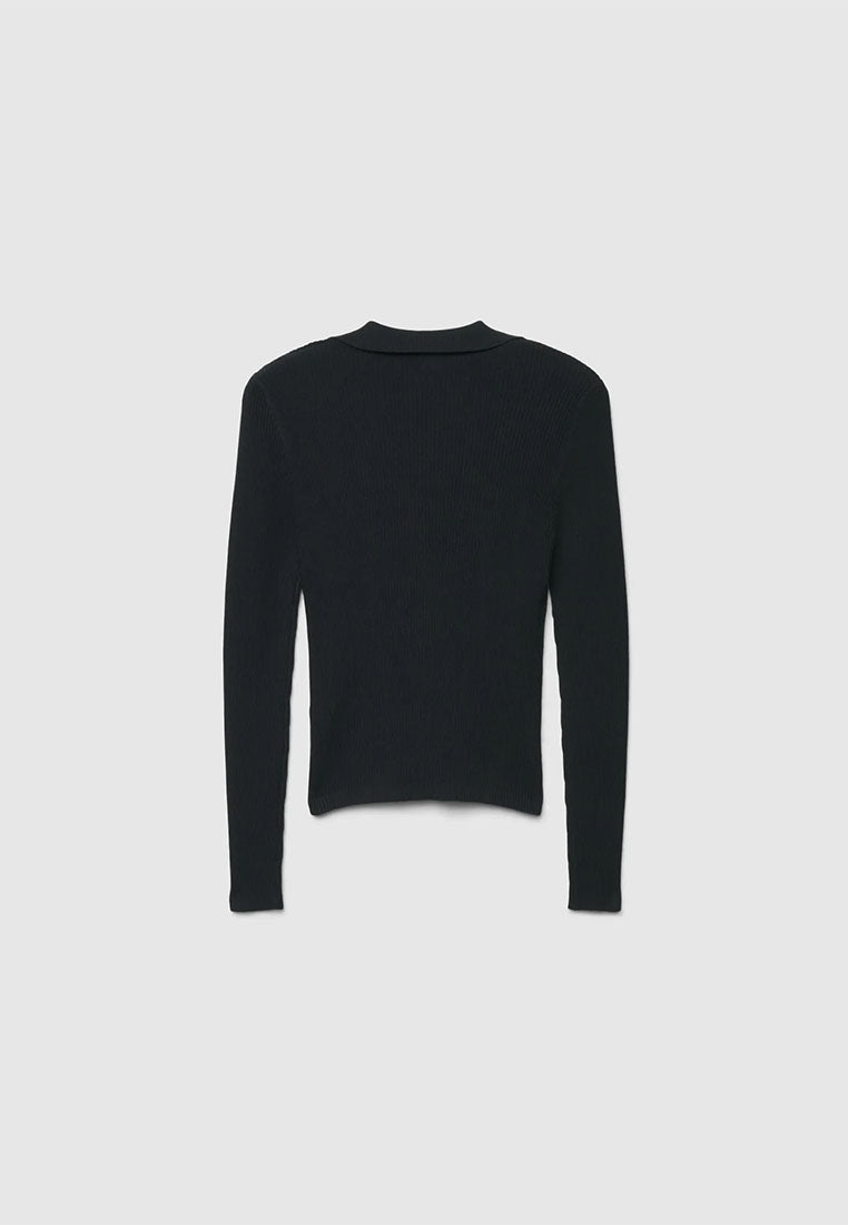 Women's Ribbed knit polo collar sweater