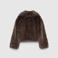 Women's Cropped jacket with long faux fur collar