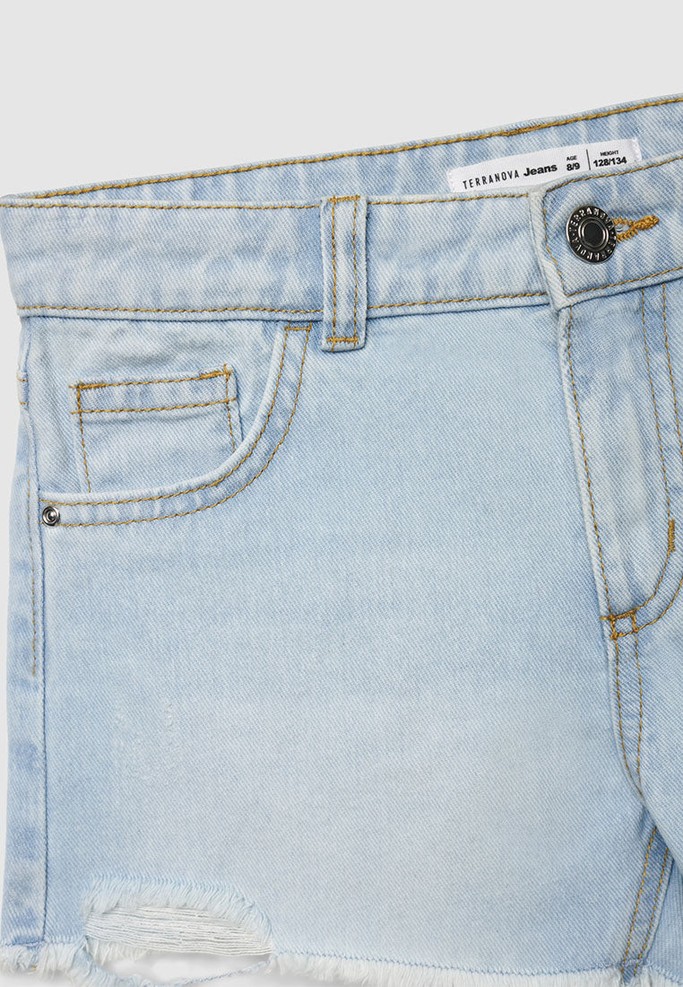 Ripped Five Pocket Denim Shorts for Girls