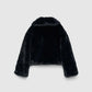 Women's Cropped jacket with long faux fur collar