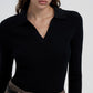 Women's Ribbed knit polo collar sweater