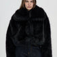 Women's Cropped jacket with long faux fur collar