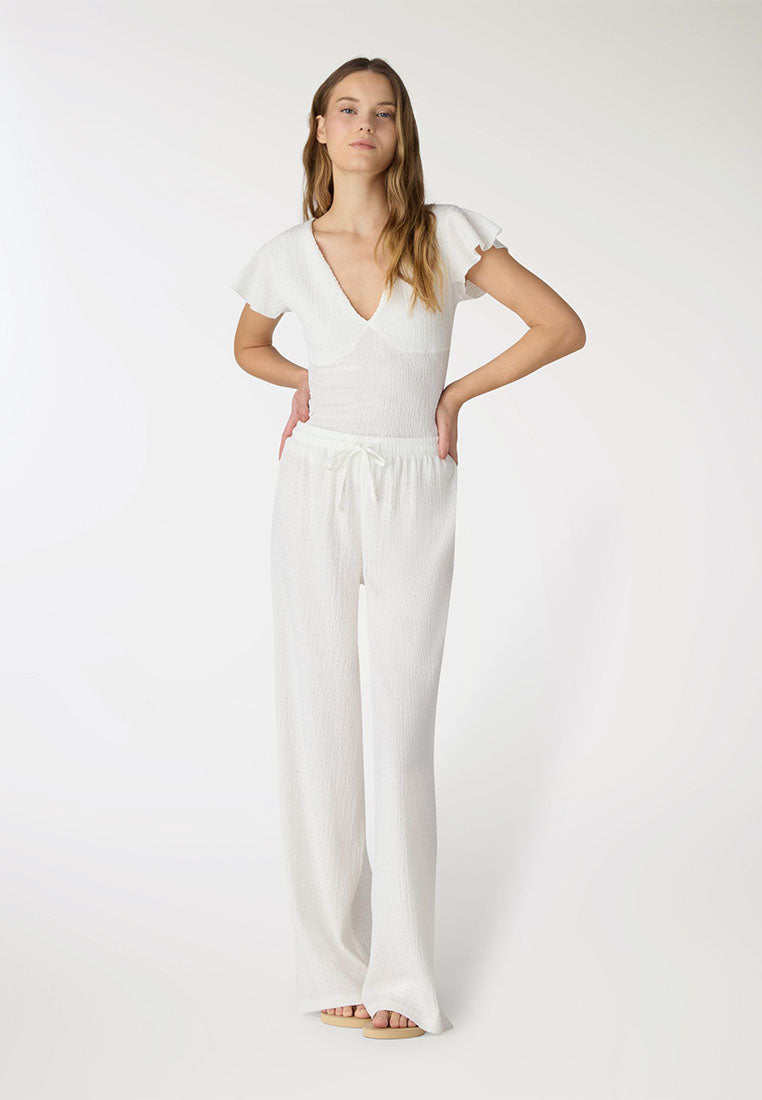 Women's V-Neck Flutter-Sleeve Top