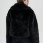 Women's Cropped jacket with long faux fur collar