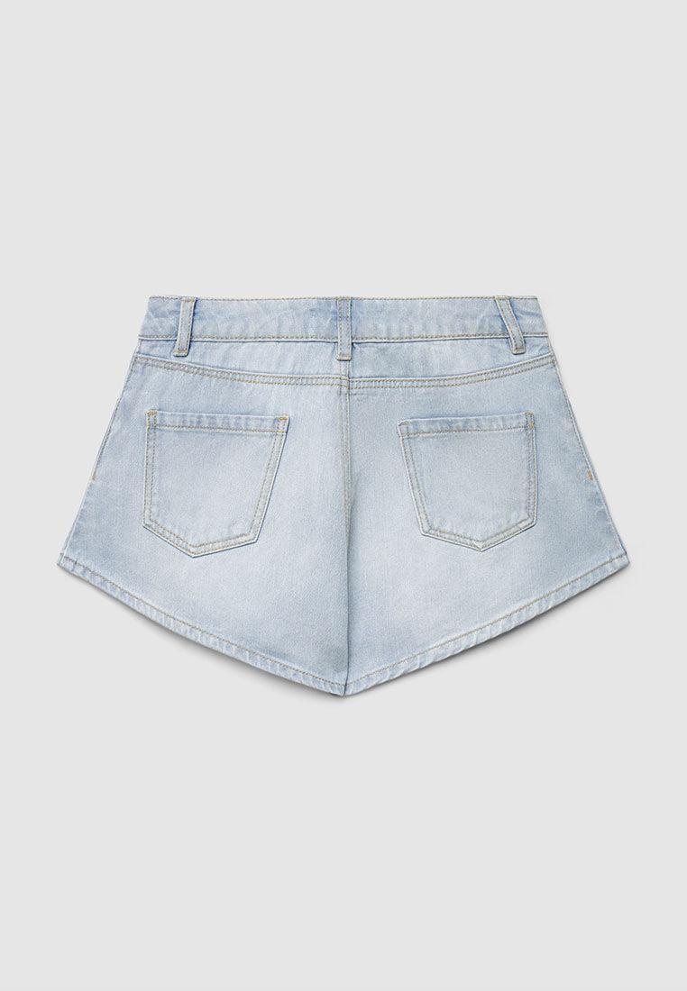 Floral Style Denim Shorts for Girls