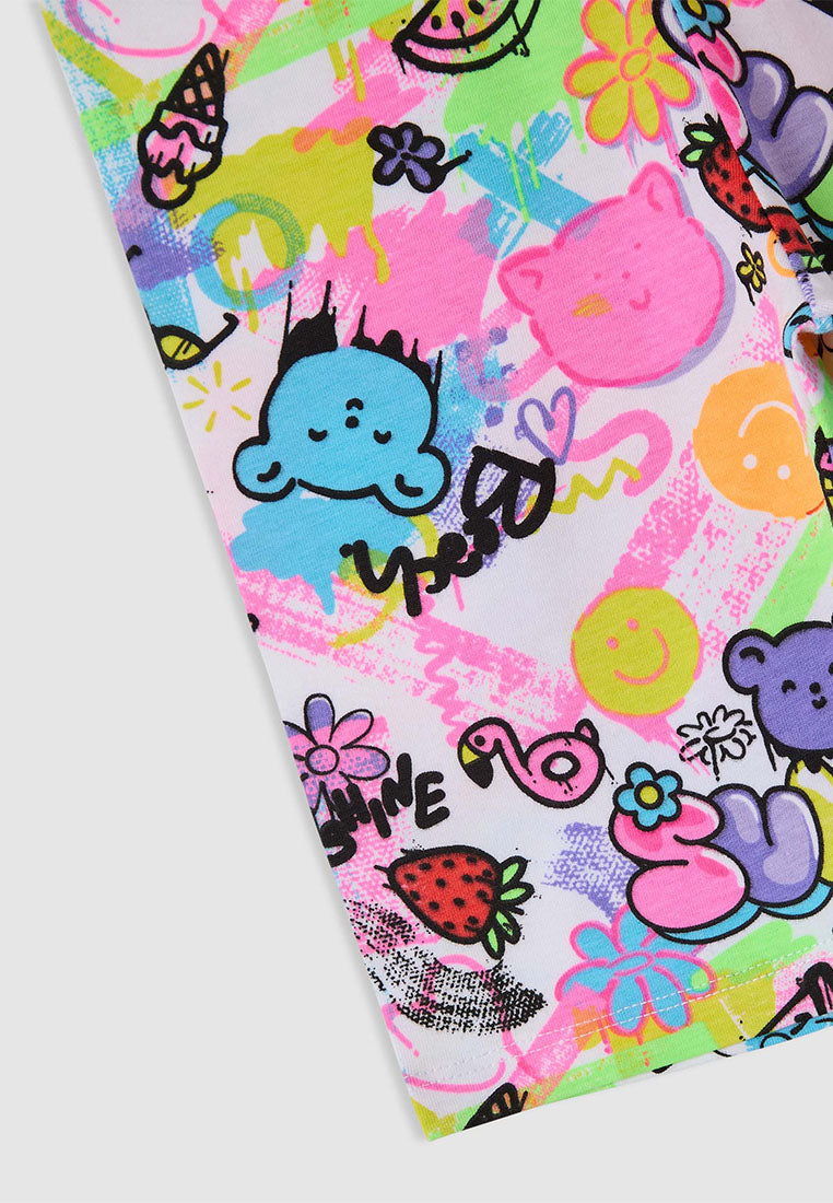 Grafftiti print short Leggings for Girls