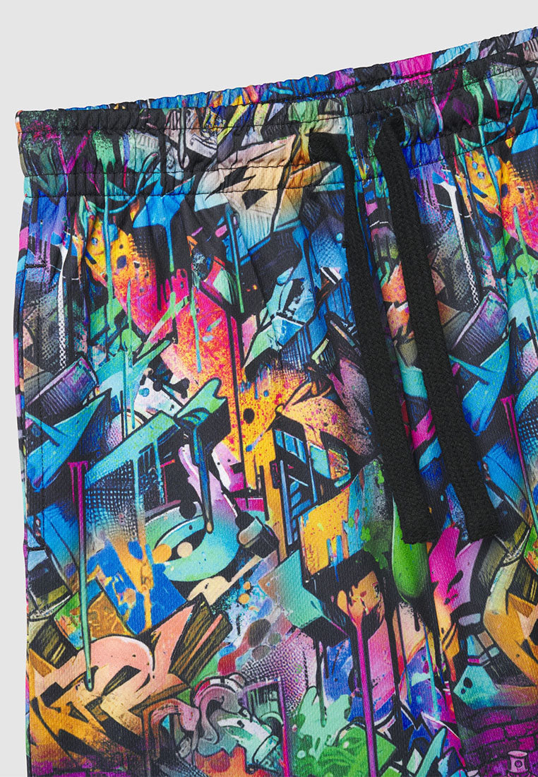 Graffiti Print Tracksuit Shorts for Boys